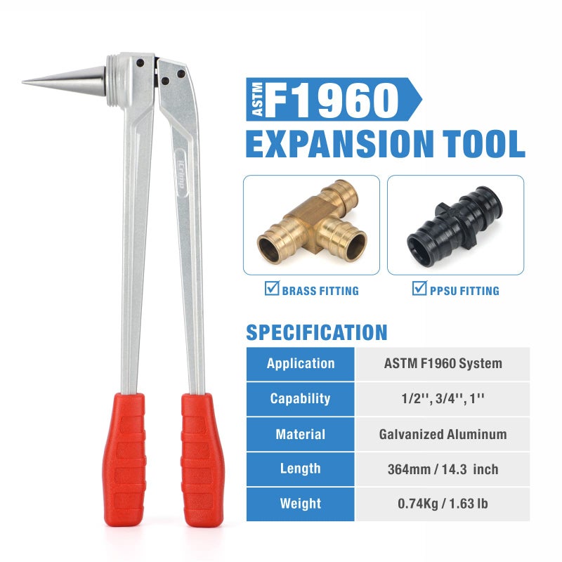IWISS iCrimp PEX Expander Tool with 1/2",3/4",1" Expansion Heads for Uponor ProPex Expansion Sleeves, Meets ASTM F1960 Standard - Image 3